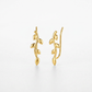 Leafy Branch Motif Climber Earrings in 14k Yellow Gold
