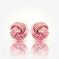 14k Rose Gold Love Knot with Ridge Texture Earrings