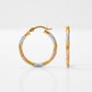 10k Tri-Color Gold Classic Hoop Earrings with Diamond Cut Details