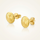 14k Yellow Gold Diamond Cut Flat Design Stud Earrings