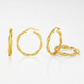 14k Yellow Gold Two Part Textured Twisted Round Hoop Earrings