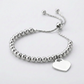 Adjustable Shiny Bead Bracelet with Heart Charm in Sterling Silver