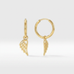 14K Yellow Gold Hoop Earrings with Angel Wings