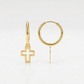 14K Yellow Gold Hoop Polished Earrings with Crosses