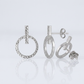14k White Gold Textured Circle and Bar Post Earrings