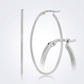 14k White Gold Slim Oval Shape Hoop Earrings