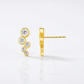 14k Yellow Gold Climber Post Earrings with Circles and Cubic Zirconias