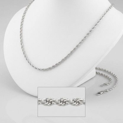 2.0mm 14k White Gold Light Rope Chain