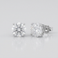 Sterling Silver Stud Earrings with White Hue Faceted Cubic Zirconia