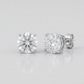 Sterling Silver Stud Earrings with White Hue Faceted Cubic Zirconia