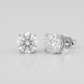 Sterling Silver Stud Earrings with White Hue Faceted Cubic Zirconia
