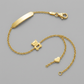 14k Yellow Gold Childrens Bracelet with Teddy Bear Heart and Bar