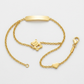 14k Yellow Gold Childrens Bracelet with Teddy Bear Heart and Bar