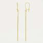 14k Yellow Gold Long Bar Diamond Cut Drop Earrings