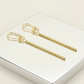 14k Yellow Gold Long Bar Diamond Cut Drop Earrings