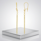14k Yellow Gold Long Bar Diamond Cut Drop Earrings