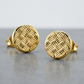 14k Yellow Gold Post Earrings with Textured Circles