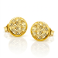 14k Yellow Gold Post Earrings with Textured Circles