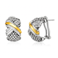 Popcorn Texture Earrings with X Motif in Sterling Silver and 18k Yellow Gold