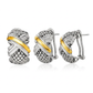 Popcorn Texture Earrings with X Motif in Sterling Silver and 18k Yellow Gold