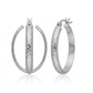 10k White Gold Hammered Oval Hoop Earrings