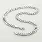 Rhodium Plated 5.6mm Sterling Silver Curb Style Chain