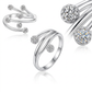 Sterling Silver Rhodium Finished White Cubic Zirconia Embellished Toe Ring