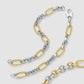 14k Two-Tone Gold Bracelet with Cable Textured Oval and Round Links