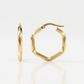 14k Yellow Gold Shiny Hexagon Hoop Earrings