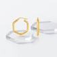 14k Yellow Gold Shiny Hexagon Hoop Earrings