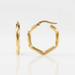 14k Yellow Gold Shiny Hexagon Hoop Earrings