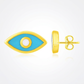 14K Yellow Gold Blue Evil Eye Earrings with Enamel