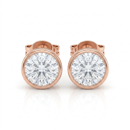 Bezel Solitaire Stud Earrings