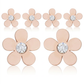 Avera Daisy 0.3ct CZ Stainless Steel Flower Stud Earrings