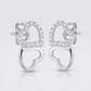 Avera Melded Hearts and Cubic Zirconia Stud Earrings