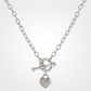 Avera Toggle Pave Heart Necklace in Polished Silver