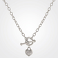 Avera Toggle Pave Heart Necklace in Polished Silver