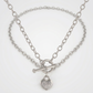 Avera Toggle Pave Heart Necklace in Polished Silver