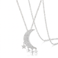 Avera .6Ct Dazzling Moon and Stars Necklace with CZ