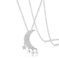 Avera .6Ct Dazzling Moon and Stars Necklace with CZ