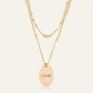 Avera Double Chain Love Necklace In Polished Gold Finish