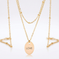 Avera Double Chain Love Necklace In Polished Gold Finish