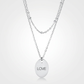 Avera Double Chain Love Necklace In Polished Silver