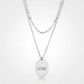 Avera Double Chain Love Necklace In Polished Silver