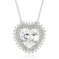 Avera Radiant Halo Heart Pendant in Sterling Silver
