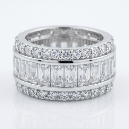 Avera Triple Row Zircon Eternity Ring in Polished Silver