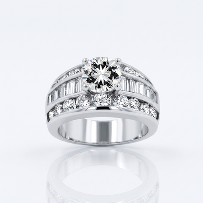 Avera Radiant Solitaire Luxurious Engagement Ring in Silver