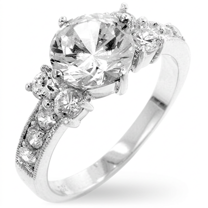 Avera Simplicity Engagement Ring in Sterling Silver