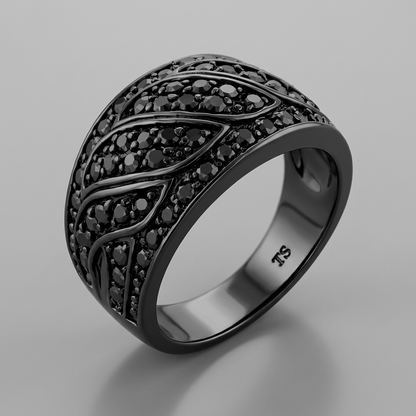 Avera Elegant Contemporary Swirl Ring In Polished Black