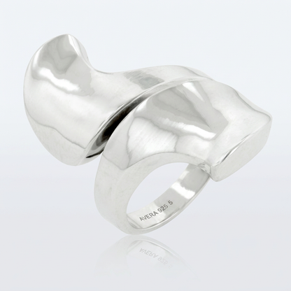 Avera Finish Abstract Statement Ring In Polished Silver